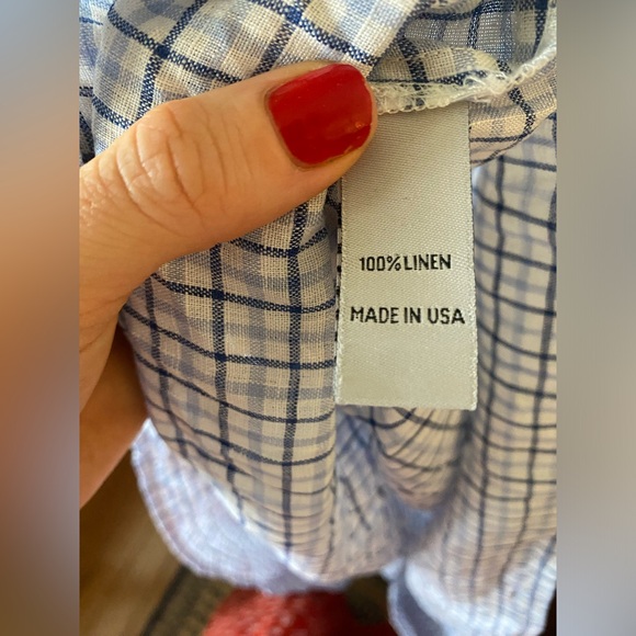 Christy Dawn Piper Dress Linen White Blue Plaid Midi M - Picture 3 of 10